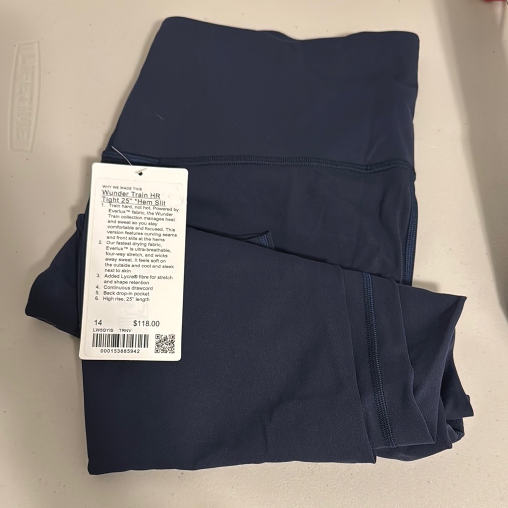 Lululemon Navy Wunder Train HR Tights Women New Navy Blue 14